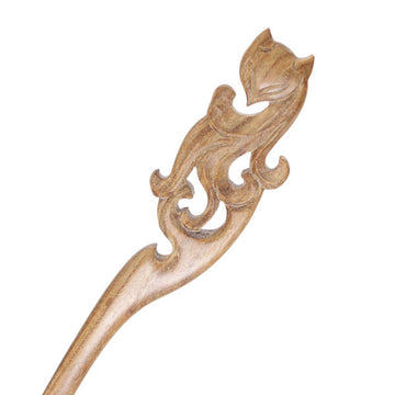 CrystalMood Handmade Carved Wood Hair Stick Fairy Fox Lignum-vitae